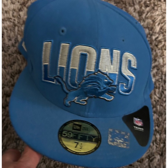 New Era Other - New Era 59FIFTY Detroit Lions Fitted Hat 7 1/2 Blue NFL Team Headwear Cap